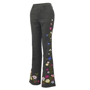 Moschino  Floral Emboidered Flare Grey Wool  Pant